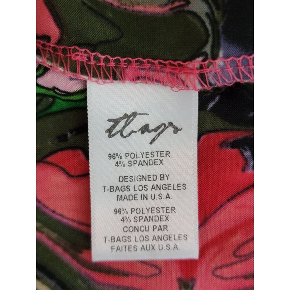 T-Bags Los Angeles Pink & Green Patterned Dress Size L - Picture 5 of 10